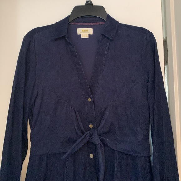 Maeve by Anthropologie tie front navy corduroy dress. Size 4. - Picture 3 of 5